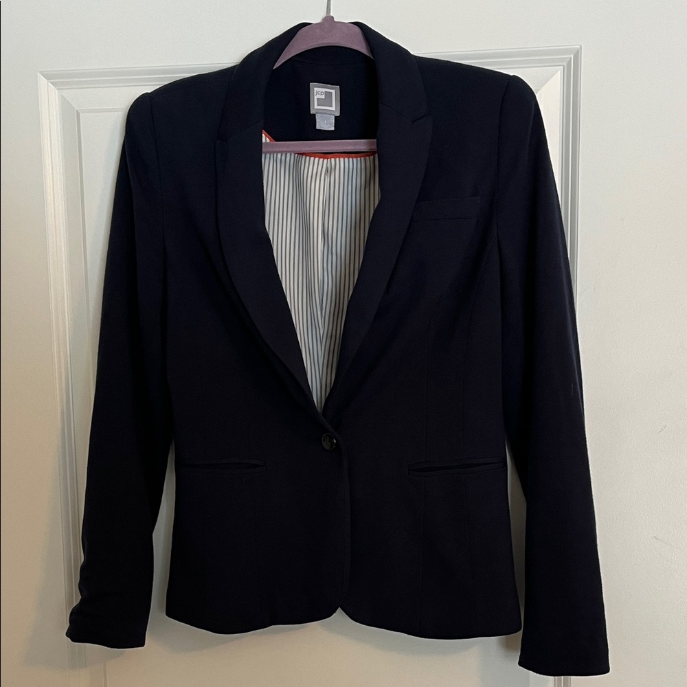 JCPenney Women's Navy Jersey Knit Blazer